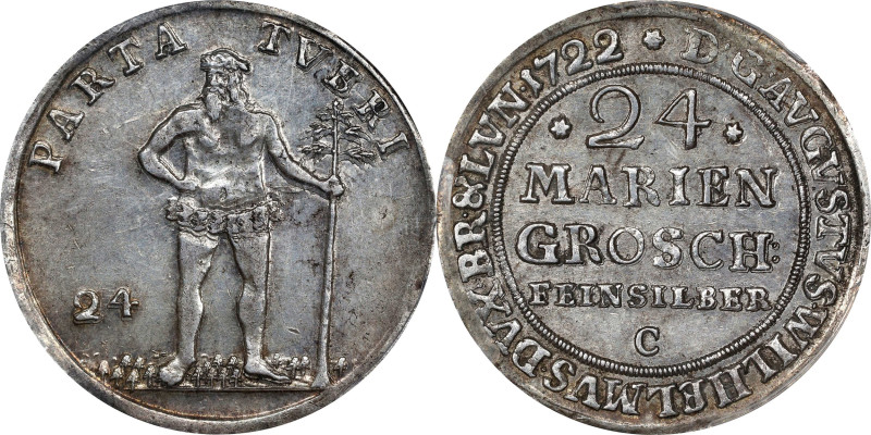 GERMANY. Brunswick-Luneburg: Brunswick. 24 Mariengroschen (2/3 Taler), 1722-C. Z...