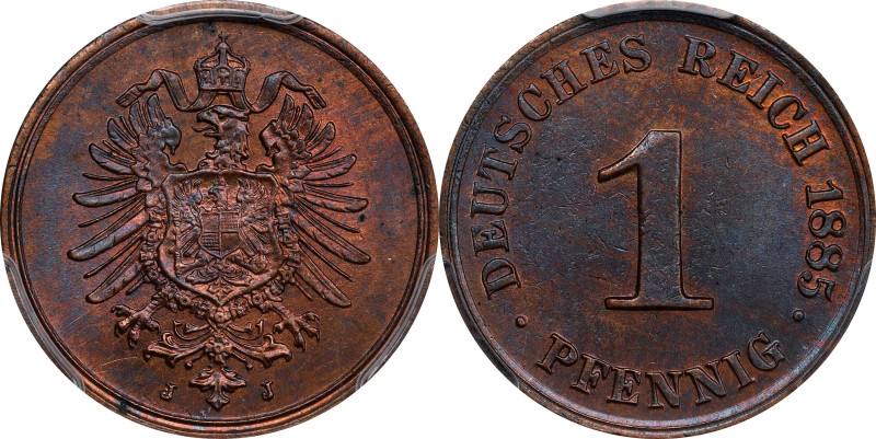 GERMANY. Empire. Pfennig, 1885-J. Hamburg Mint. Wilhelm I. PCGS MS-64.
KM-1; J-...