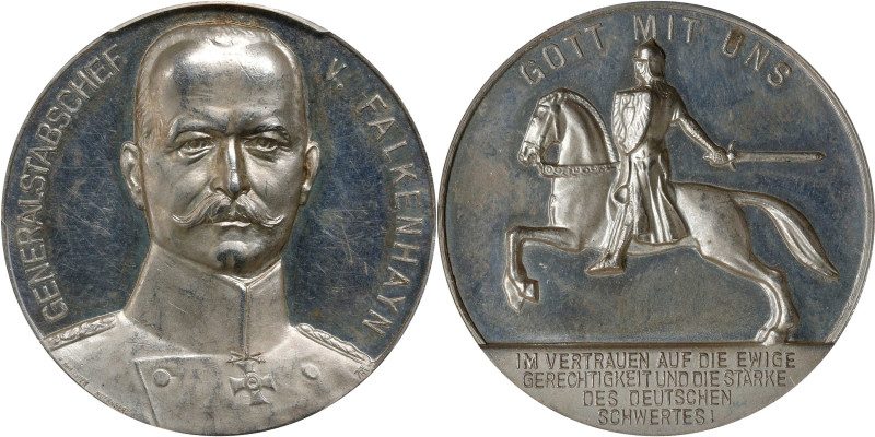 GERMANY. Empire. Erich von Falkenhayn Silver Medal, ND (1915). PCGS SPECIMEN-62....