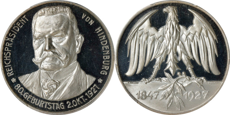 GERMANY. Weimar Republic. 80th Birthday of Paul von Hindenburg Silver Medal, 192...