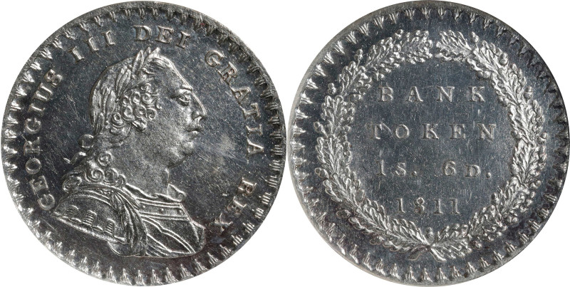 GREAT BRITAIN. 18 Pence (1 Shilling 6 Pence) Bank Token, 1811. Birmingham (Soho)...