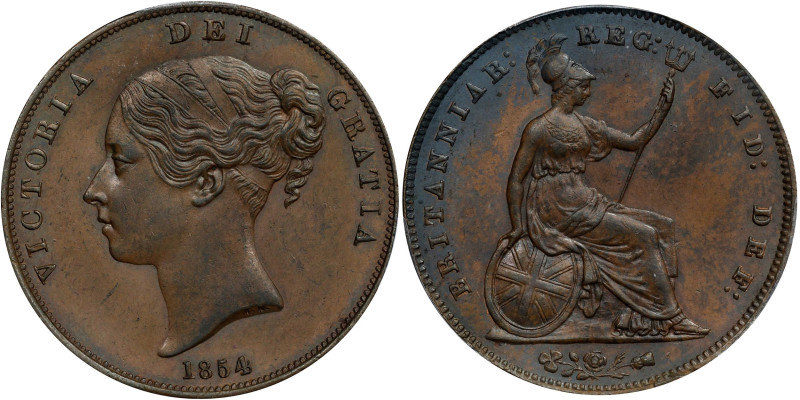 GREAT BRITAIN. Penny, 1854. London Mint. Victoria. PCGS MS-63 Brown.
S-3948; KM...