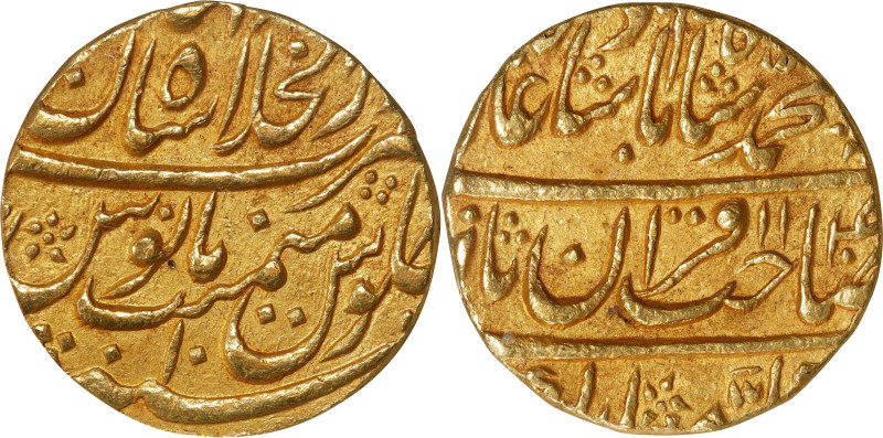 INDIA. Mughal Empire. Mohur, AH 1140 Year 10 (1727/8). Shahjahanabad Mint. Muham...