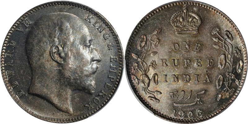 INDIA. Rupee, 1906-B. Bombay Mint. Edward VII. PCGS MS-64.
KM-508; S&W-7.33; Pr...