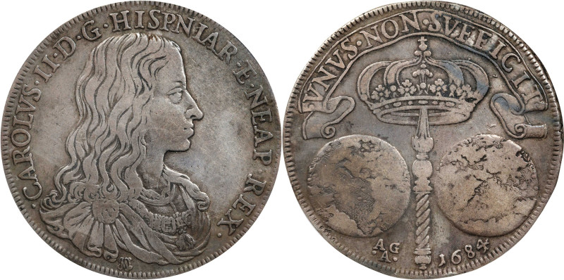 ITALY. Naples & Sicily (Naples). Ducato, 1684-IM AG A. Naples Mint. Carlo V (Cha...