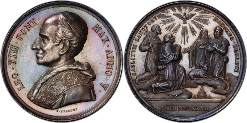 ITALY. Papal States. Annual Canonizations Silver Medal, 1882 Year V. PCGS SPECIM...