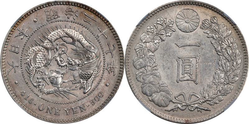 JAPAN. Yen, Year 27 (1894). Osaka Mint. Mutsuhito (Meiji). NGC MS-61.
KM-Y-A25....