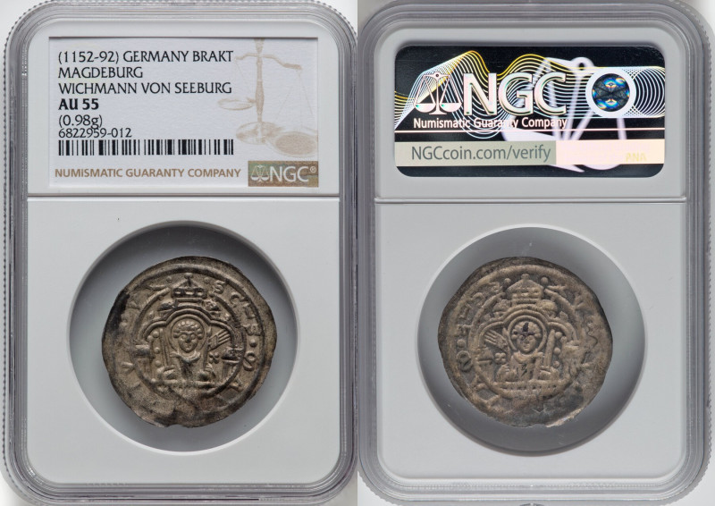 Magdeburg. Wichmann von Seeburg Bracteate ND (1152-1192) AU55 NGC, Berger-1514. ...