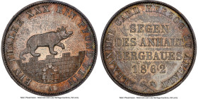 Anhalt-Bernburg. Alexander Carl Taler 1862-A MS63 NGC, Berlin mint, KM88. An inviting Choice example of the type showcasing semi-Prooflike appearances...