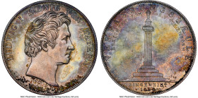 Bavaria. Ludwig I "Monument" Taler 1828 AU58 NGC, Munich mint, KM735, Dav-562. Commemorating the completion of the Constitution Monument, erected on t...