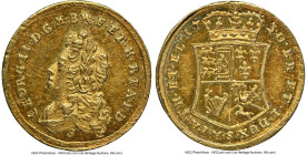 Brunswick-Lüneburg-Calenberg-Hannover. George II August gold 1/2 Ducat 1730-S UNC Details (Bent) NGC, KM235, Fr-603. An absolutely charming treasure w...