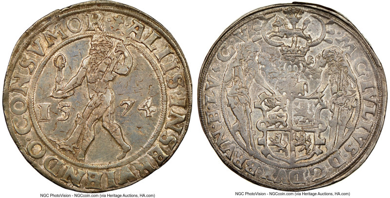 Brunswick-Wolfenbüttel. Julius "Light" Taler 1574-(hh) AU58 NGC, Goslar mint, KM...