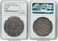 Brunswick-Wolfenbüttel. Heinrich Julius "Truth" Taler 1597 AU50 NGC, Goslar mint, KM-MB290, Dav-9091. A visually engaging offering as close to a Mint ...