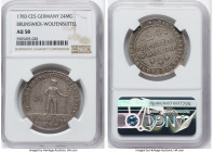 Brunswick-Wolfenbüttel. Karl Wilhelm Ferdinand 24 Mariengroschen (2/3 Taler) 1783-CES AU58 NGC, Brunswick mint, KM1011. Tied for the finest at NGC and...