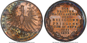 Frankfurt. Free City "Religious Peace" 2 Gulden 1855 MS64 NGC, Frankfurt am Main mint, KM353, Dav-647, J-49. Commemorating 300 years of religious peac...