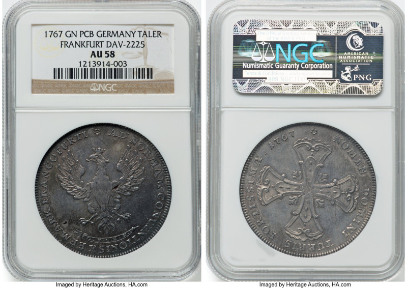 Frankfurt. Free City Taler 1767 GN-PCB N AU58 NGC, KM246, Dav-2225. The first in...