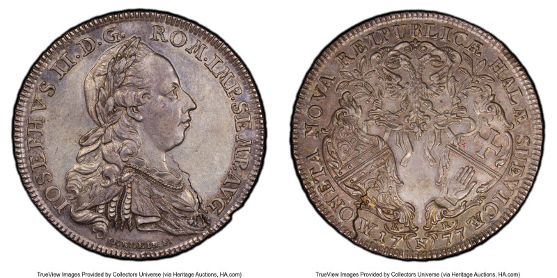 Hall. Free City Taler 1777 N-KR AU58 PCGS, Nürnberg mint, KM47, Dav-2280. With n...