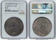 Hamburg. Free City Taler (32 Schilling) 1623 XF45 NGC, KM123, Dav-5365. With name and title of Ferdinand II. Residual mint brilliance fills the protec...