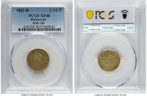 Hannover. Georg IV gold 2-1/2 Taler 1821-B XF40 PCGS, Hannover mint, KM130. Displaying grade-commensurate wear with a touch of popcorn gold tone, stil...