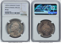 Mecklenburg-Strelitz. Friedrich Wilhelm Proof Taler 1870-A PR64 NGC, Berlin mint, KM100. Graced by eccentric swatches of blue and gray that invite man...