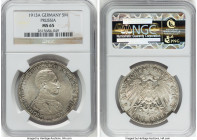 Prussia. Wilhelm II 5 Mark 1913-A MS65 NGC, Berlin mint, KM536, Dav-791, J-114. A rather impressive designation, broadcasting full satiny brilliance. ...