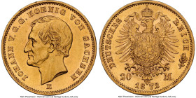 Saxony. Johann gold 20 Mark 1872-E MS61 NGC, Dresden mint, KM1233. HID09801242017 © 2023 Heritage Auctions | All Rights Reserved