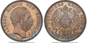 Saxony. Albert 5 Mark 1893-E MS64 NGC, Muldenhutten mint, KM1246. A surprisingly scarce issue of Saxon origin, with only four certified examples in NG...