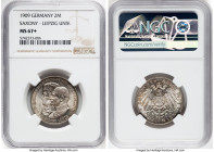 Saxony. Friedrich August III "Leipzig University" 2 Mark 1909 MS67+ NGC, KM1268. One year type. 500th anniversary of Leipzig University commemorative....