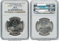 Saxony. Friedrich August III 3 Mark 1913-E MS65 NGC, Muldenhutten mint, KM1275. A blazing Gem with blast white surfaces. HID09801242017 © 2023 Heritag...