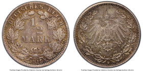 Wilhelm II 1/2 Mark 1919-D MS63 PCGS, Munich mint, KM17, J-16. An intriguing, Choice piece with a seemingly repunched '9' on date, the first we have b...