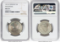 Weimar Republic "Magdeburg" 3 Mark 1931-A MS67 S NGC, Berlin mint, KM72. Commemorating the 300th anniversary of the rebuilding of Magdeburg. A stunnin...