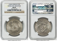 Weimar Republic "Rhineland" 5 Mark 1930-D MS66 NGC, Munich mint, KM71. A fine Rhineland Liberation commemorative nearing the peak of the certified pop...