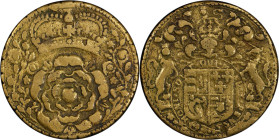 Undated (ca. 1720) Crowned Rose and Royal Arms Medal. Rosa Americana Related. Brass. Fine-12 (PCGS).
36.8 mm, 3.4mm thick. 25.62 grams. Obv: Large En...