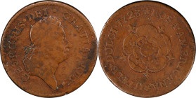 1723 Rosa Americana Halfpenny. Martin 3.5-E.1, W-1232. Rarity-6. Uncrowned Rose. Copper. VG-10 (PCGS).
66.2 grains.
PCGS# 905572. NGC ID: 2ASK.
To ...