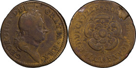 1722 Rosa Americana Penny. Martin 2.1-A.1, W-1256. Rarity-5. VTILE DVLCI. Fine Details--Planchet Flaw (PCGS).
120.8 grains.
PCGS# 905597. NGC ID: 2A...