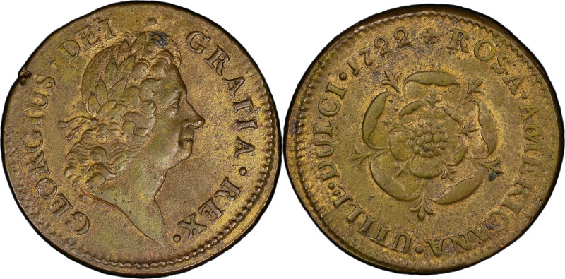 1722 Rosa Americana Penny. Martin 2.23-C.6, W-1264. Rarity-4. UTILI DULCI. AU De...