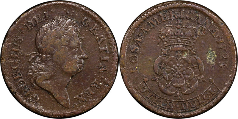 1723 Rosa Americana Penny. Martin 2.6-Eb.2, W-1278. Rarity-4. VF Details--Enviro...