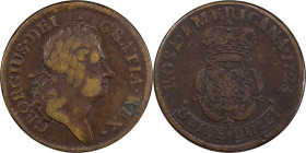 1723 Rosa Americana Penny. Martin 2.14-Eb.4, W-1278. Rarity-5. VF Details--Graffiti (PCGS).
Cataloged by Syd Martin as the discovery coin for a new v...