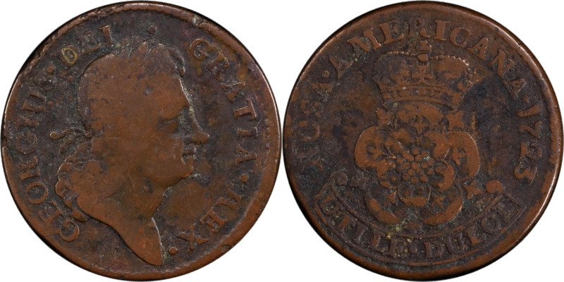 1723 Rosa Americana Penny. Martin 2.39-Ea.4, W-1278. Rarity-5. Fine Details--Env...
