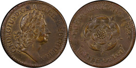 1722 Rosa Americana Twopence. Martin 4.4-C.1, W-1330. Rarity-4. No Period After REX. AU Details--Environmental Damage (PCGS).
The second and scarcer ...