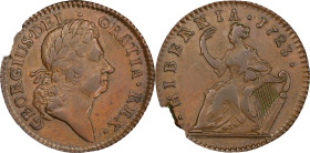 1723 Wood's Hibernia Halfpenny. Martin 4.44-Fa.5, W-13470. Rarity-4. EF-40 (PCGS).
118.8 grains. An interesting example with a large planchet flaw on...