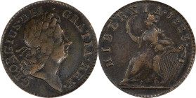 1723 Wood's Hibernia Halfpenny. Martin 4.58-Gc.27, W-13120. Rarity-3. VF-35 (PCGS).
109.9 grains. Glossy surfaces are somewhat dark in color but of p...