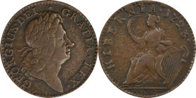1723 Wood's Hibernia Halfpenny. Martin 4.73-Gb.9, W-13120. Rarity-6. VF Details--Environmental Damage (PCGS).
116.2 grains. A nice quality coin for t...