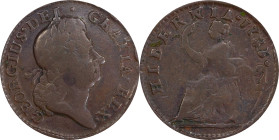 1723 Wood's Hibernia Halfpenny. Martin 4.84-Gc.23, W-13120. Rarity-5. VF Details--Tooled (PCGS).
116.4 grains. Generally smooth gray-brown surfaces w...