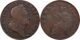 1723 Wood's Hibernia Halfpenny. Martin 4.93-Gc.35, W-13120. Rarity-4. VF Details--Environmental Damage (PCGS).
102.2 grains. Late die state with a br...