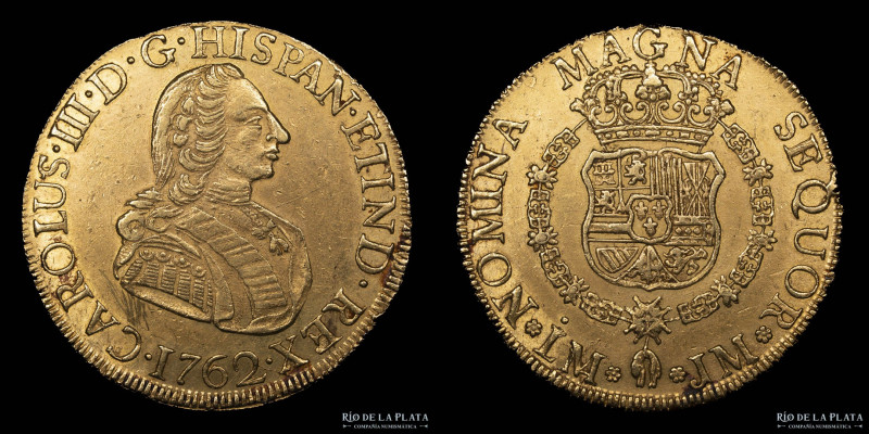 Lima. Carlos III. (1759-1788) 8 Escudos 1762 JM. AU.917; 36mm; 27.00g. KM68 (XF)...