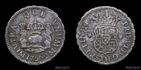 Lima. Fernando VI. 1/2 Real 1756 JM. Columnaria. KM51