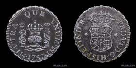 Lima. Fernando VI. 1/2 Real 1757 JM. Columnaria. KM51