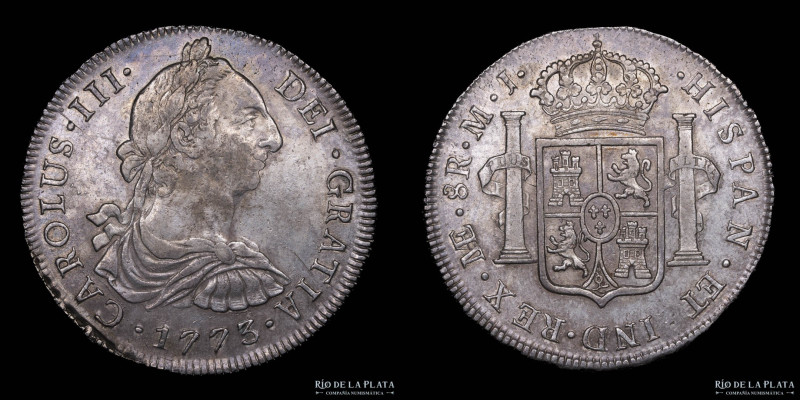 Lima. Carlos III (1759-1788) 8 Reales 1773 MJ. Lima Mint. AG.903; 41mm; 26.87g. ...