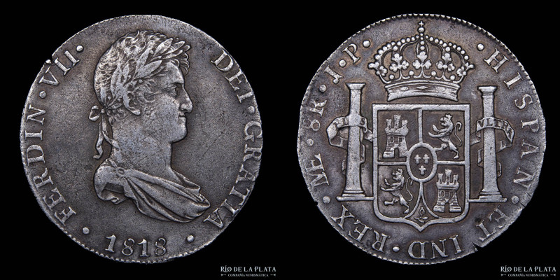 Lima. Fernando VII (1808-1833) 8 Reales 1818 JP. Lima Mint. AG.896; 39.0mm; 26.5...
